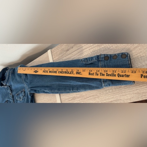 Free People Dynomite Medium Wash Long Sleeve Denim Dress Country Western Sz Sm - Picture 11 of 12